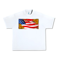 White usa flag and sunflower license plate Urban Heavy Tee - HRA Design Shop