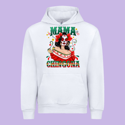 Mama Chingona Skull Urban Hoodie Designed By Texasbilliewilder