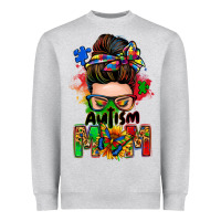 Heather Grey autism mom messy bun Heavyweight Sweatshirt - Zillion Design Studio