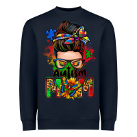 Navy autism mom messy bun Heavyweight Sweatshirt - Zillion Design Studio