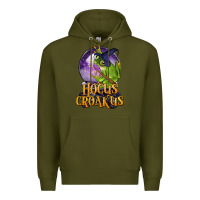 Army Green Hocus Croakus Frog Premium Hoodie - LillyAllenDesigns