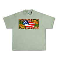 Oil Green usa flag and cactus license plate Urban Heavy Tee - HRA Design Shop