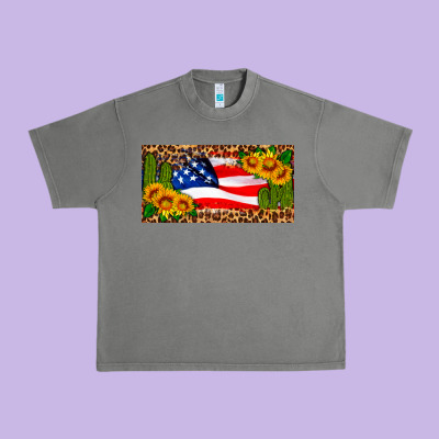 Usa Flag And Cactus License Plate Urban Heavy Tee Designed By Hra Design Shop