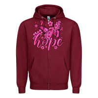 Burgundy hope breast cancer butterfly Zipper Hoodie - Jasminsmagicworld