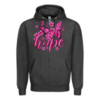Charcoal Heather hope breast cancer butterfly Zipper Hoodie - Jasminsmagicworld