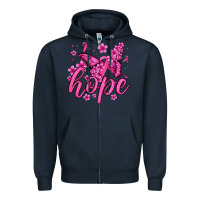 Navy hope breast cancer butterfly Zipper Hoodie - Jasminsmagicworld