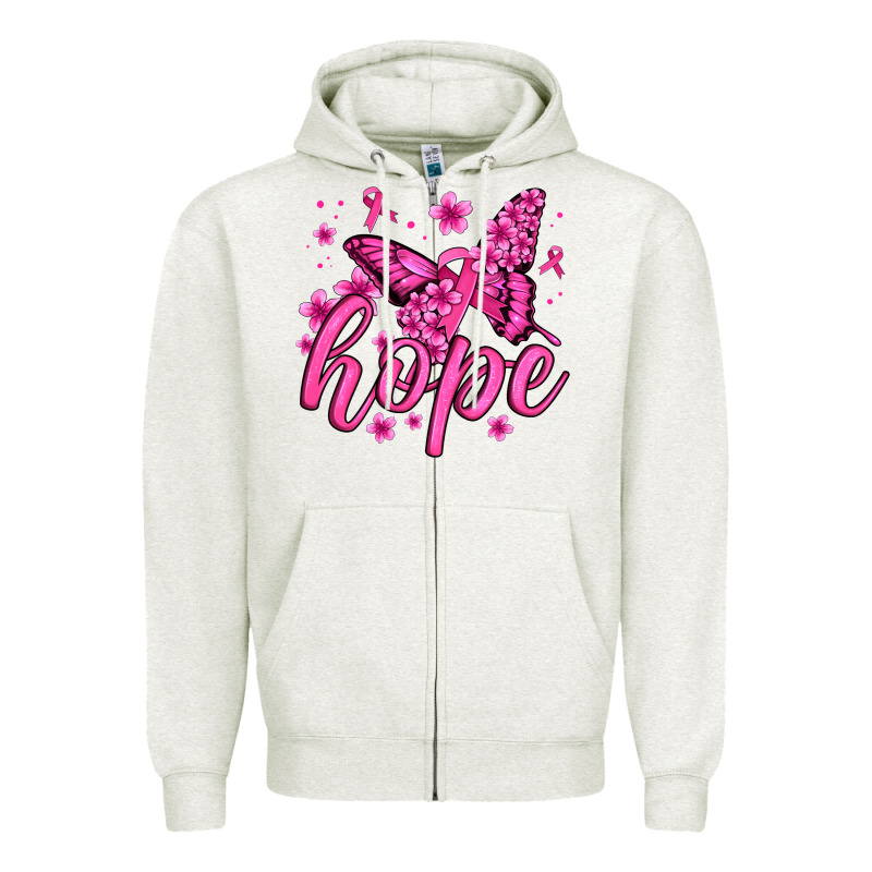 Hope Breast Cancer Butterfly Zipper Hoodie by Jasminsmagicworld | Teevron