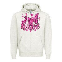 Oatmeal Heather hope breast cancer butterfly Zipper Hoodie - Jasminsmagicworld