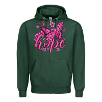 Sports Green hope breast cancer butterfly Zipper Hoodie - Jasminsmagicworld