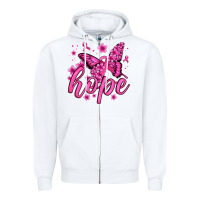 White hope breast cancer butterfly Zipper Hoodie - Jasminsmagicworld