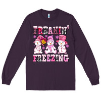 Plum freaking freezing with Snowmans Long Sleeve Tee - AdoDesignShop