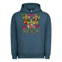 Pigment Midnight Navy Let's Fiesta with gnomes Urban Hoodie - NancyCooperArtShop