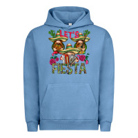 Pigment Pebble Blue Let's Fiesta with gnomes Urban Hoodie - NancyCooperArtShop
