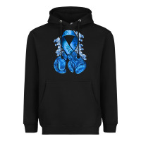 Black Blue ribbon with boxing gloves Heavyweight Hoodie - NancyCooperArtShop