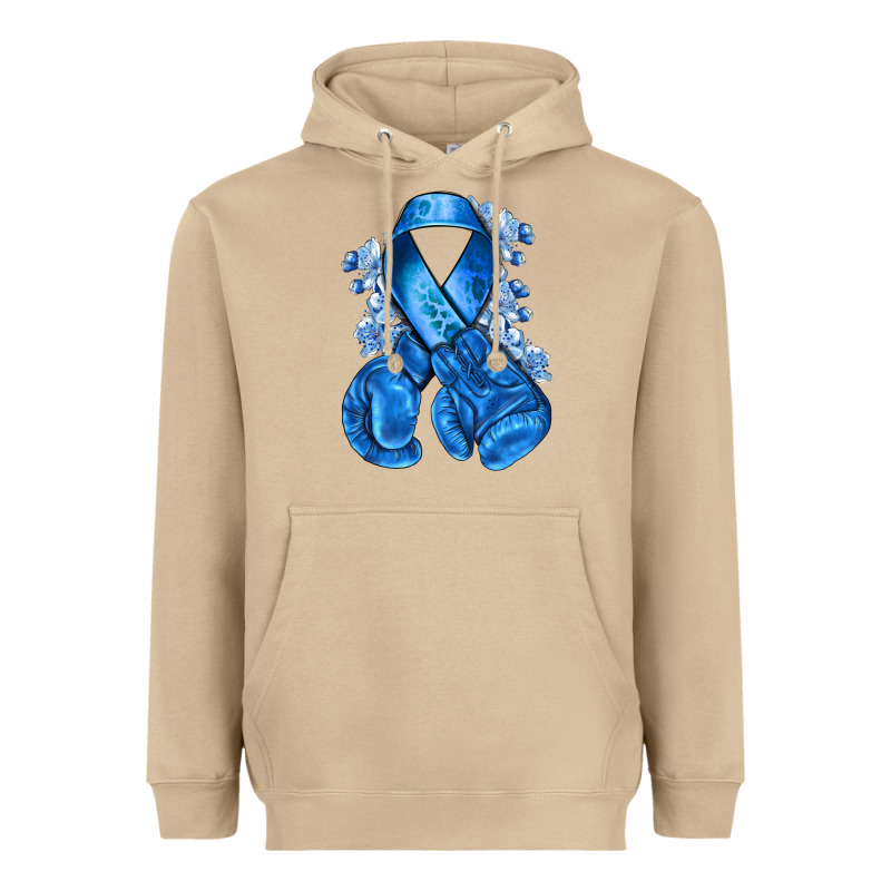 Blue Ribbon With Boxing Gloves Heavyweight Hoodie by NancyCooperArtShop | Teevron