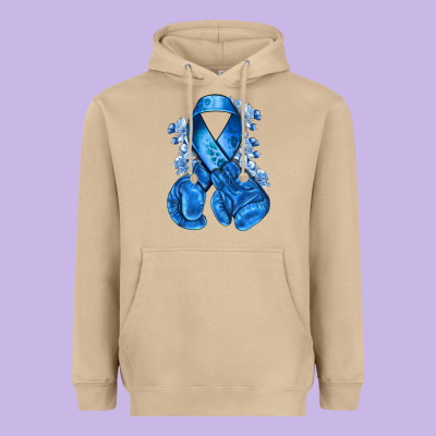 Blue Ribbon With Boxing Gloves Heavyweight Hoodie Designed By Nancycooperartshop