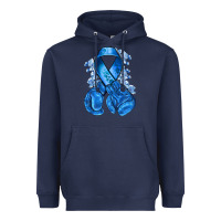Navy Blue ribbon with boxing gloves Heavyweight Hoodie - NancyCooperArtShop
