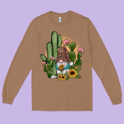Cactus Gnomes Long Sleeve Tee Designed By Jahusdesignshop