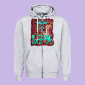 Licensed Practical Nurse Medical Symbol  Background Zipper Hoodie Designed By Barkaloodesign