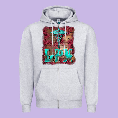 Licensed Practical Nurse Medical Symbol  Background Zipper Hoodie Designed By Barkaloodesign