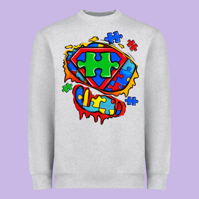 Autism Superhero Ripped Tshirt Heavyweight Sweatshirt Designed By Zillion Design Studio