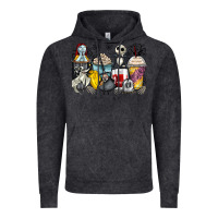 Vintage Black cartoon characters coffee cups Vintage Hoodie - Zillion Design Studio
