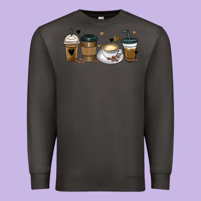 Coffee Latte Coffee Cups Premium Sweatshirt Designed By Maliassmallbusiness