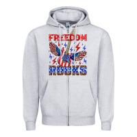 Heather Grey freedom rocks Zipper Hoodie - NancyCooperArtShop