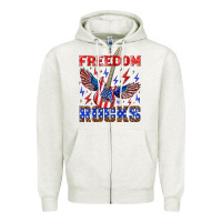 Oatmeal Heather freedom rocks Zipper Hoodie - NancyCooperArtShop