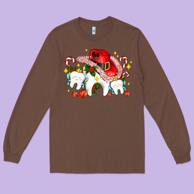 Dental Christmas Teeth And Candies Long Sleeve Tee Designed By Adodesignshop