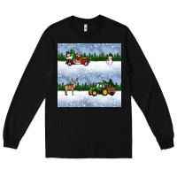 Black christmas snow truck seamless pattern Long Sleeve Tee - BundleAndBundleShop
