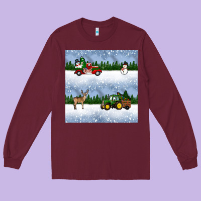 Christmas Snow Truck Seamless Pattern Long Sleeve Tee Designed By Bundleandbundleshop