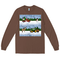 Chestnut christmas snow truck seamless pattern Long Sleeve Tee - BundleAndBundleShop