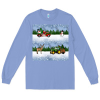 Colony Blue christmas snow truck seamless pattern Long Sleeve Tee - BundleAndBundleShop