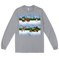 Heather Grey christmas snow truck seamless pattern Long Sleeve Tee - BundleAndBundleShop