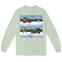 Matcha christmas snow truck seamless pattern Long Sleeve Tee - BundleAndBundleShop
