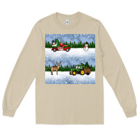 Mushroom christmas snow truck seamless pattern Long Sleeve Tee - BundleAndBundleShop