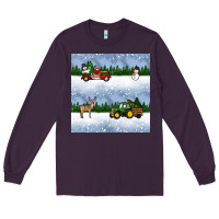 Plum christmas snow truck seamless pattern Long Sleeve Tee - BundleAndBundleShop