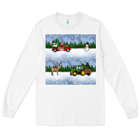 White christmas snow truck seamless pattern Long Sleeve Tee - BundleAndBundleShop