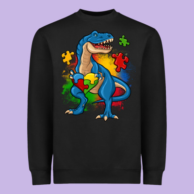 Autism Trex Heavyweight Sweatshirt Designed By Zillion Design Studio