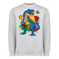 Heather Grey autism trex Heavyweight Sweatshirt - Zillion Design Studio