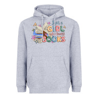 Heather Grey just a girl who loves books Heavyweight Hoodie - MaliasSmallBusiness