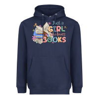 Navy just a girl who loves books Heavyweight Hoodie - MaliasSmallBusiness