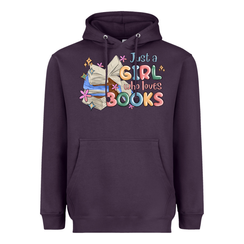 Just A Girl Who Loves Books Heavyweight Hoodie by MaliasSmallBusiness | Teevron