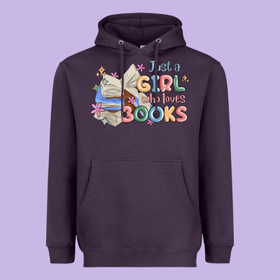 Just A Girl Who Loves Books Heavyweight Hoodie Designed By Maliassmallbusiness