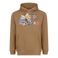 Toasted Coconut just a girl who loves books Heavyweight Hoodie - MaliasSmallBusiness