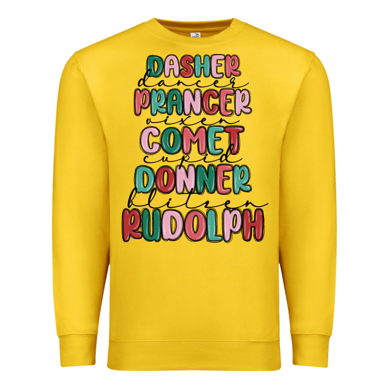 Dasher Dancer Prancer Vixer Comet Cupid Donner Bli Premium Sweatshirt by MaliasSmallBusiness | Teevron