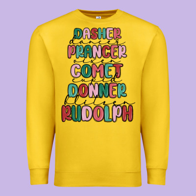 Dasher Dancer Prancer Vixer Comet Cupid Donner Bli Premium Sweatshirt Designed By Maliassmallbusiness