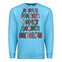 Ocean Blue dasher dancer prancer vixer comet cupid donner bli Premium Sweatshirt - MaliasSmallBusiness