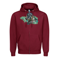 Burgundy Sea Seal Face Illustrations Zipper Hoodie - LillyAllenDesigns